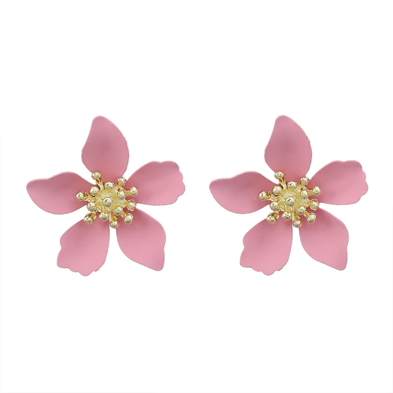Flower earrings teenage alloy spray painted flower earrings