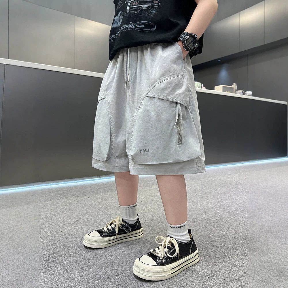 Casual Cargo Shorts for Boys Lightweight Mid-Length Pants Kids