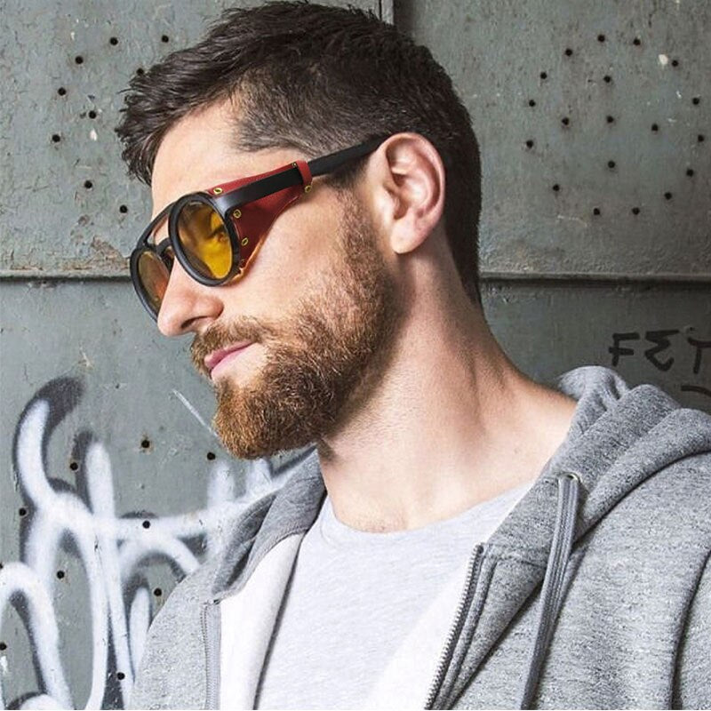 New Steampunk Sunglasses Brand Design Round Sunglass Men Women Vintage Punk Sun glasses UV400 Shades Eyewear
