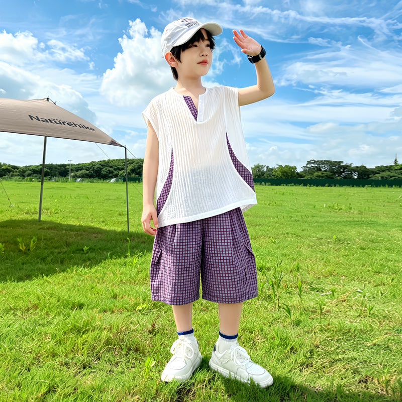 Boy's Sleeveless Vest and Shorts Set