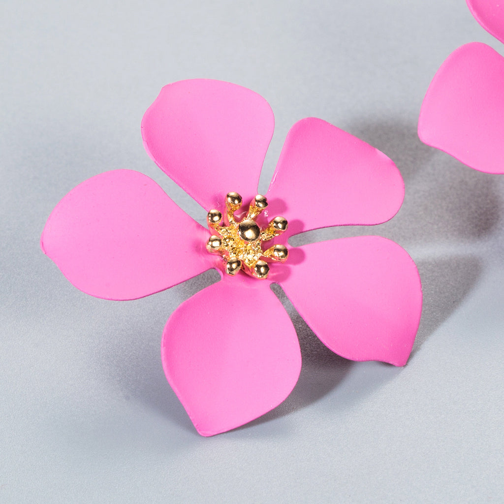 Exaggerated Earrings Fashion Temperament Paint Flower Earrings Alloy Earrings Personality Earrings Ins
