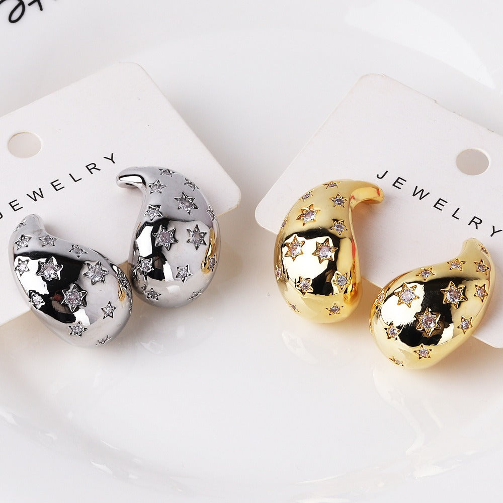 European and American water drop star earrings personalized creative earrings for women
