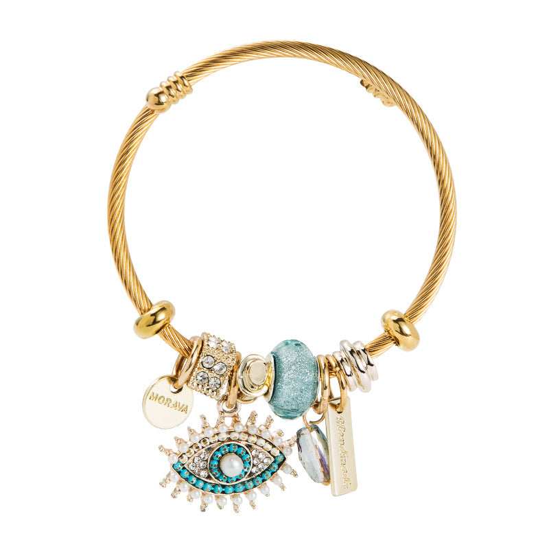 Personality DIY Devil's Eye Crystal Pendant Gold Plated Bracelet Fashion Net Red Temperament Bracelet Bracelet for Woman
