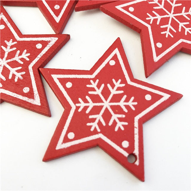 10pcs New Year Natural Wood Christmas Tree Ornament Wooden Hanging Pendants Gifts Snow Elk Christmas Decora adornos de navidad