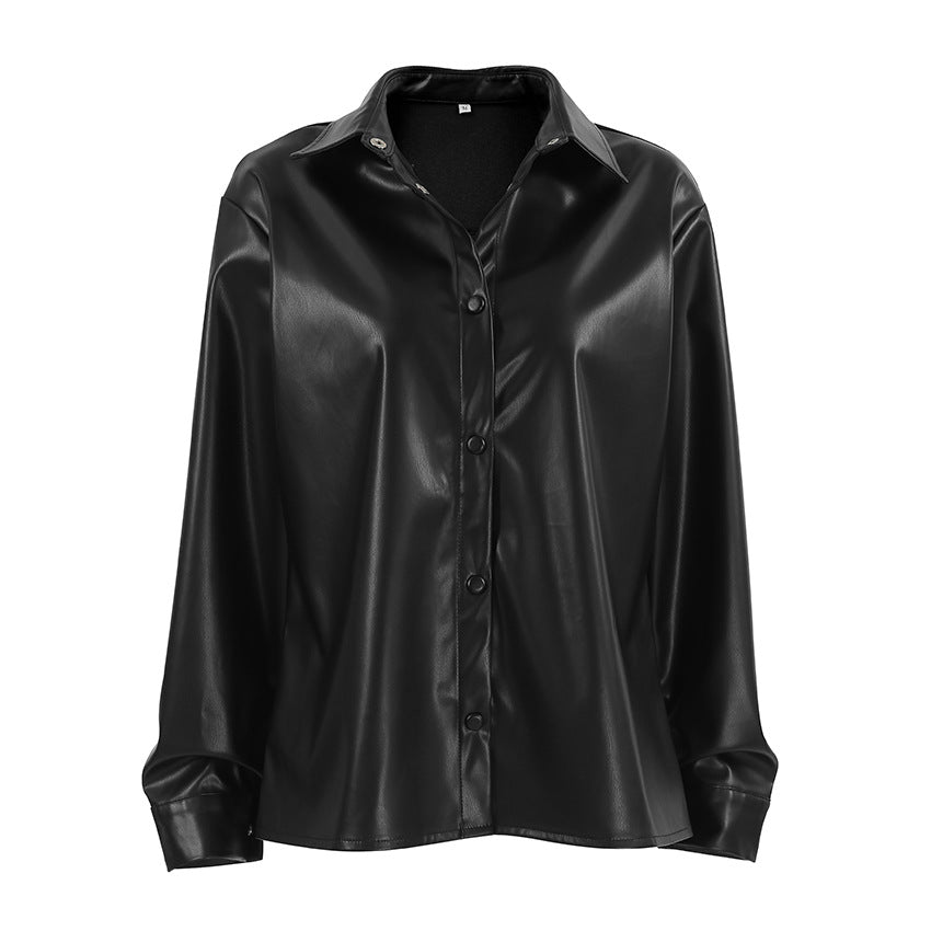 European and American fashion niche loose leather jacket
