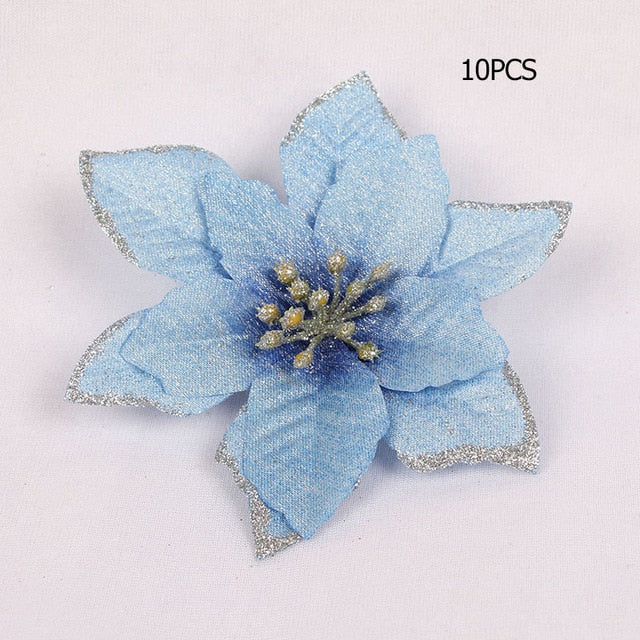 10PCS Artificial Flowers Christmas Tree Ornaments Christmas Decorations for Home Xmas Tree New Year Decor Navidad 2019 natale