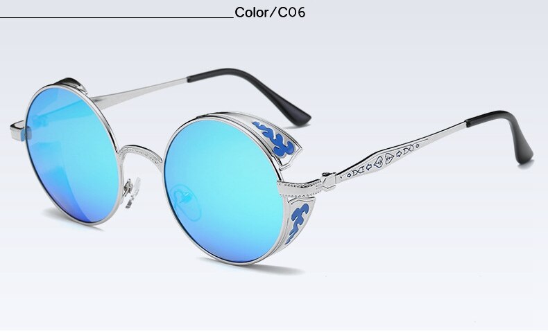Fashion Polarized Steampunk Sunglasses Men/Women Round Metal Carving Vintage Sun Glasses Gothic UV400 Sunglass