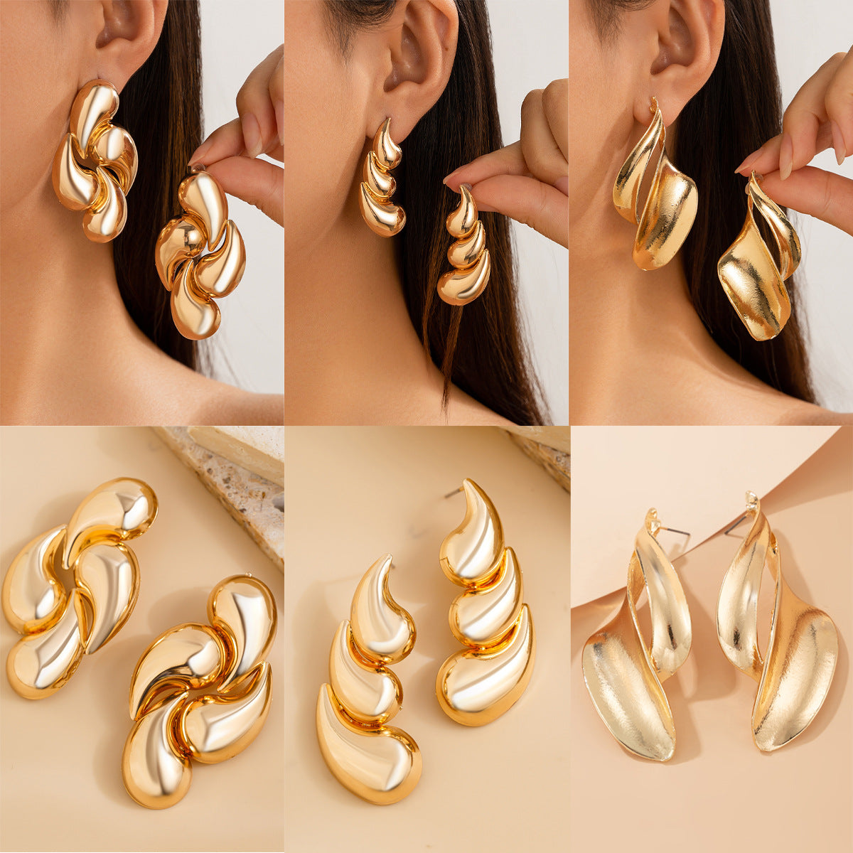 Ins Luxury Summer Earrings Personalized Geometric Water Drop Earrings for Women