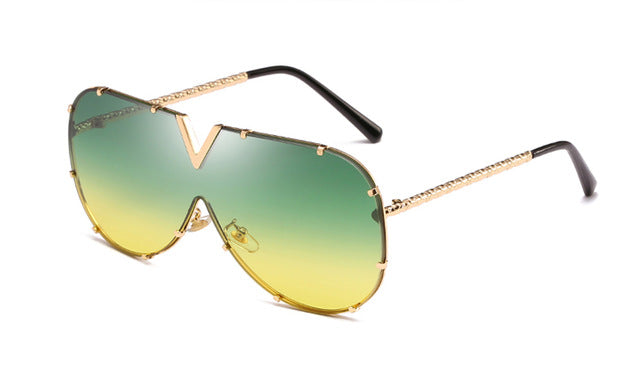 LEIDISEN  One Piece Sunglasses Men Brand Designer High Quality Oversized Sunglasses For Women Sunglass Metal UV400 Mirror