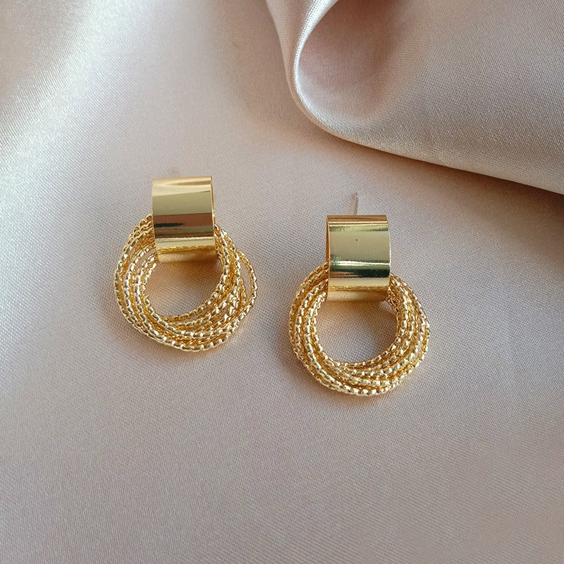 Advanced Cool Style 925 Silver Needle Geometric Earrings with Elegant Circle Earrings