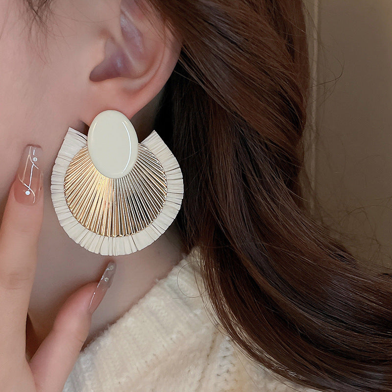 Weaving Retro Round Earrings | Handcrafted Boho Style