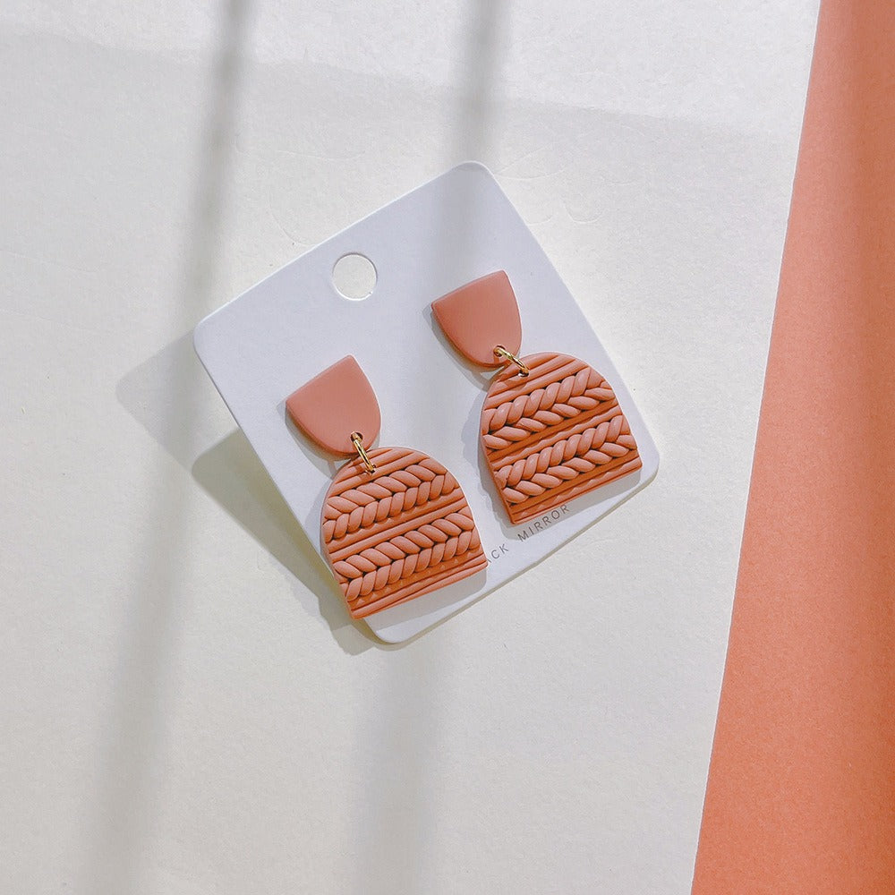 Soft Pottery Earrings, Earrings, Women's Striped Earrings, Geometric Polymer Clay Handmade Earrings