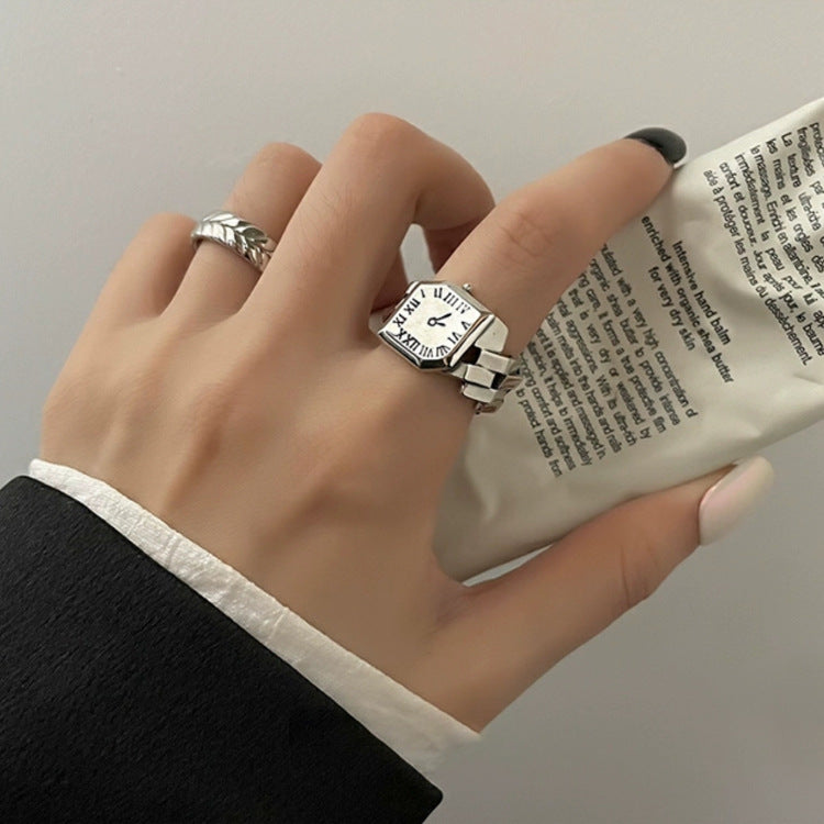 Small design sense clock ring set female Korean retro personality simple and versatile temperament fashion ring