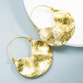 Exaggerated Alloy Earrings Retro Geometric Textured Earrings Simple Pleated Earrings ZA Earrings