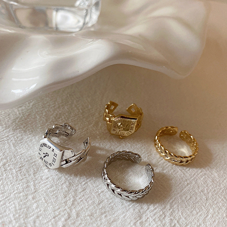 Small design sense clock ring set female Korean retro personality simple and versatile temperament fashion ring