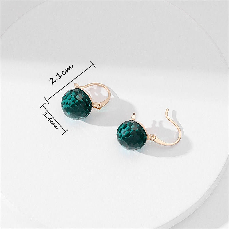 Fashionable round crystal earrings for women's spherical earrings