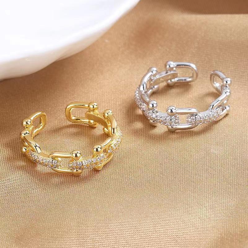 Micro inlaid zircon chain splicing ring
