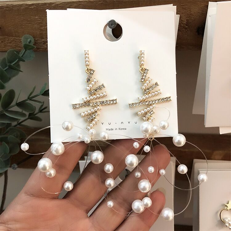 Korean Knot Drop Earrings For Women Rhinestone Long Tassel Statement Pendientes For Woman