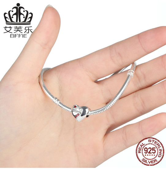 Popular Heart-shaped Mom Mother's Day Gift DIY Beads S925 Sterling Silver Bracelet Accessories SCC004