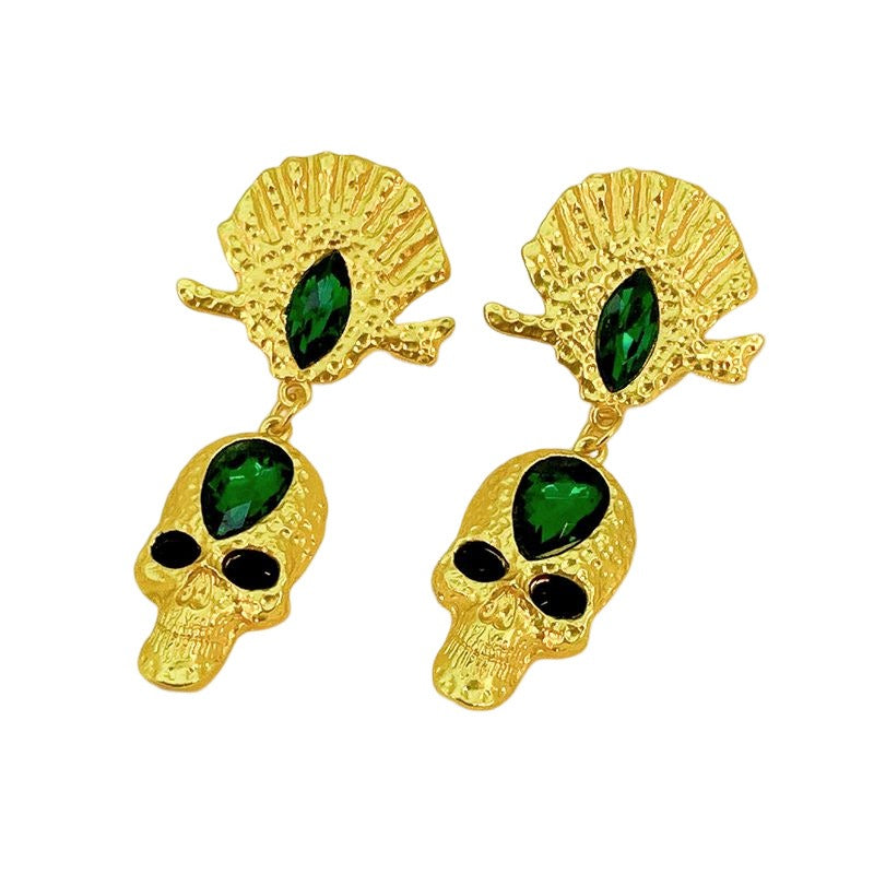 Fashion diamond studded skull earrings