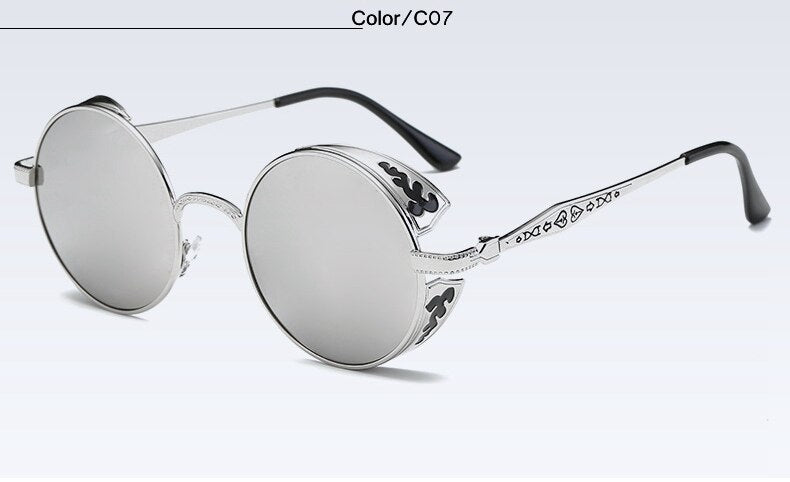 Fashion Polarized Steampunk Sunglasses Men/Women Round Metal Carving Vintage Sun Glasses Gothic UV400 Sunglass