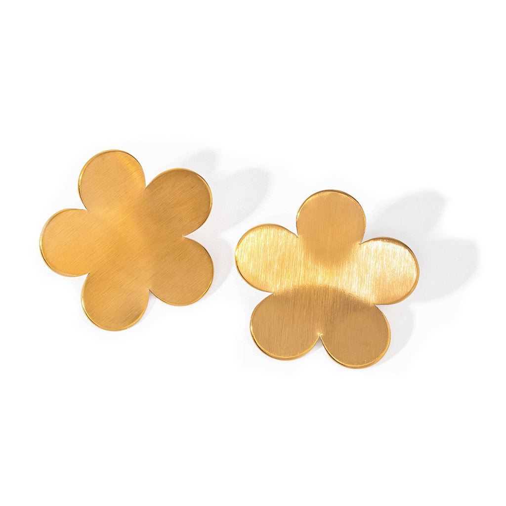 Matte brushed flower earrings with high-end design, earrings and accessories