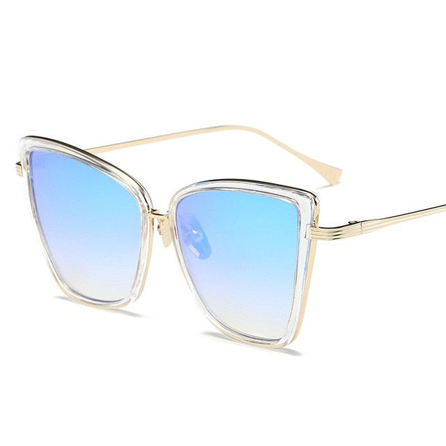 Big Cat Eye Sunglasses Women Black Mirror Sun Glasses Fashion Brand Designer High Quality Vintage Sunglass