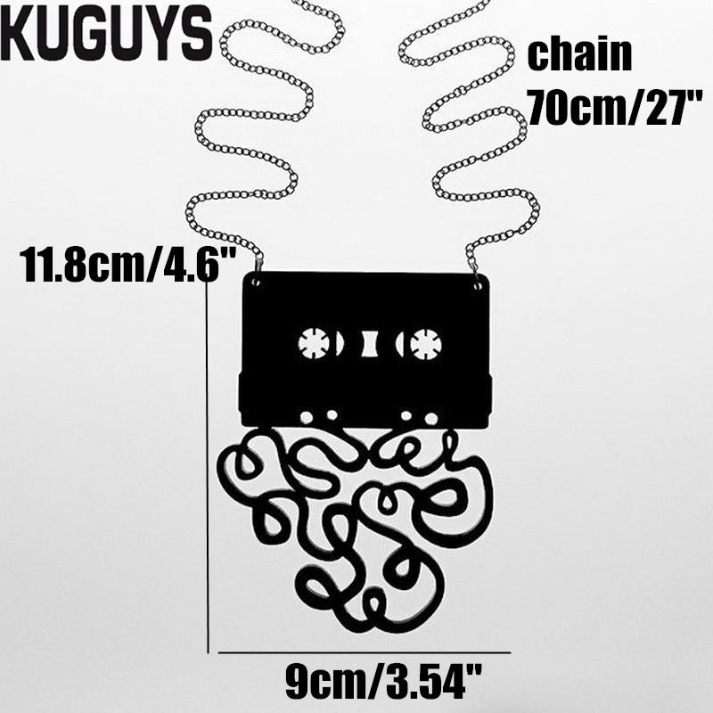 Black Tape Pendant Necklaces for Women Fashion Jewelry Link Chain Trendy Originality Necklace Gift Woman Accessories