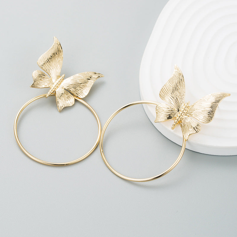 Fashion Alloy Butterfly Personality Earrings Women's Minimalist Trend Earrings