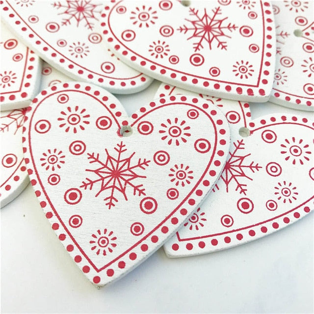 10pcs New Year Natural Wood Christmas Tree Ornament Wooden Hanging Pendants Gifts Snow Elk Christmas Decora adornos de navidad