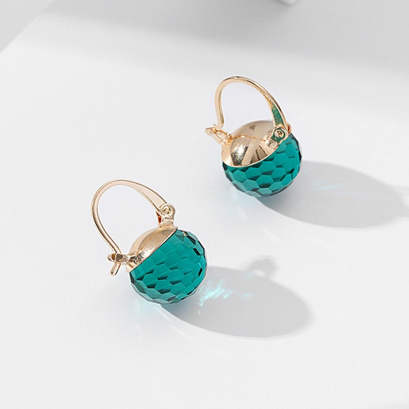 Fashionable round crystal earrings for women's spherical earrings