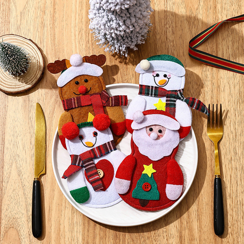 Christmas decorations, Christmas table decorations, Christmas cutlery sets, Santa Claus snowman knife and fork sets