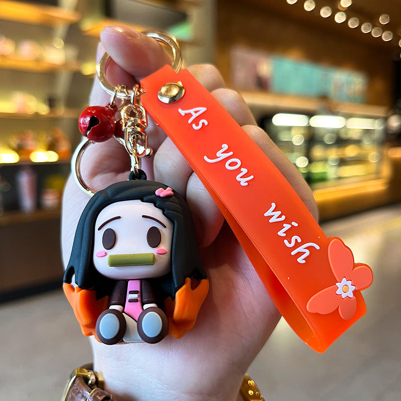 Cartoon Creative Anime Demon Slayer Keychain Wholesale Backpack Charm Car Key Cute Silicone Figurine