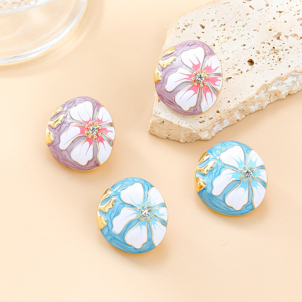 Dripping Oil Earrings for Female Bohemian Flower Earrings