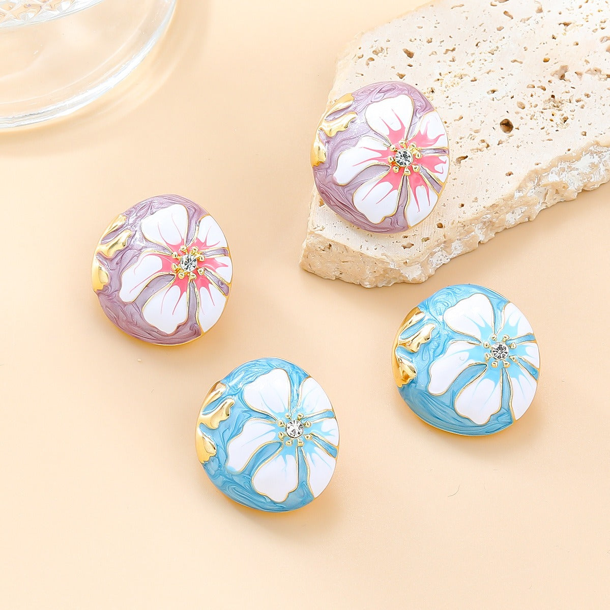Dripping Oil Earrings for Female Bohemian Flower Earrings