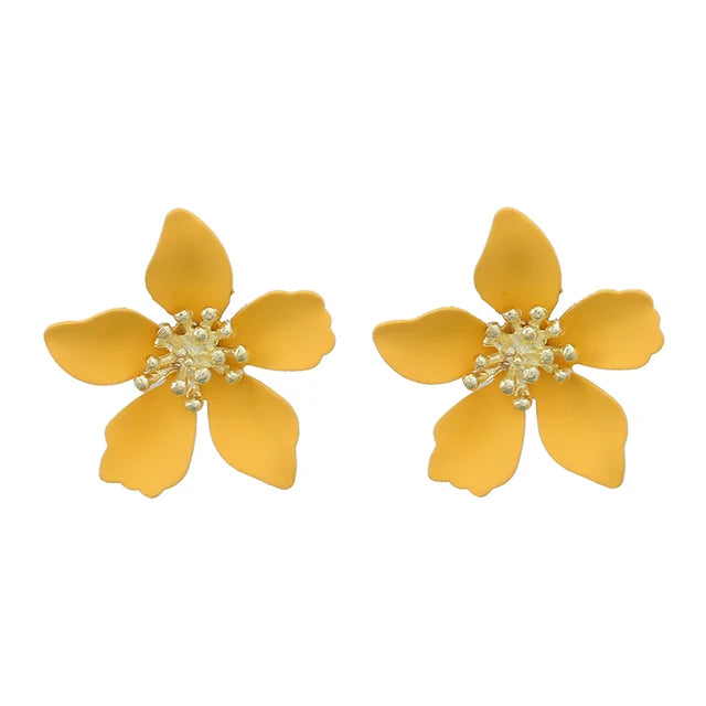 Flower earrings teenage alloy spray painted flower earrings