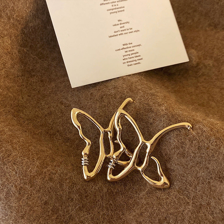 Irregular design sense metal butterfly earrings women's temperament fashion earrings