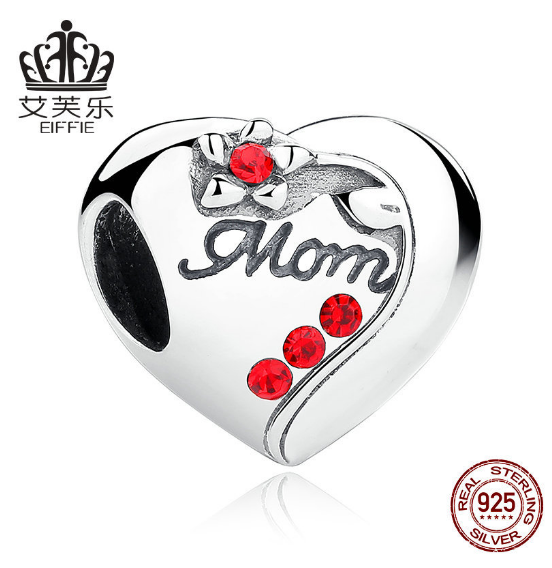 Popular Heart-shaped Mom Mother's Day Gift DIY Beads S925 Sterling Silver Bracelet Accessories SCC004