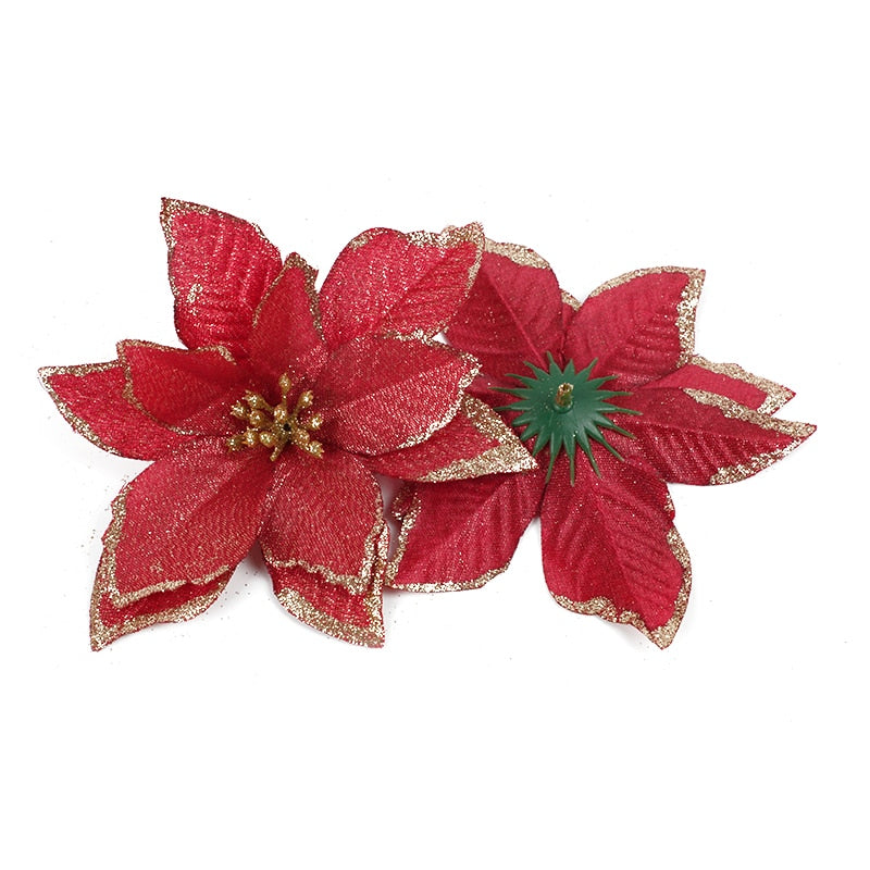 10PCS Artificial Flowers Christmas Tree Ornaments Christmas Decorations for Home Xmas Tree New Year Decor Navidad 2019 natale