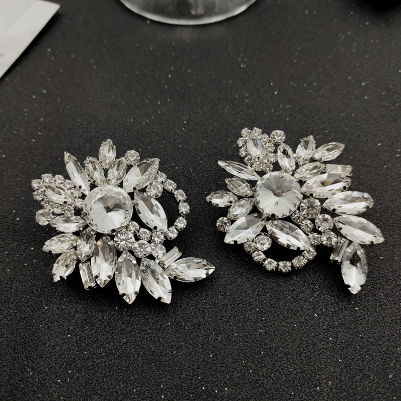 Water Diamond Zircon Flower Silver Needle Earrings Earrings Female Earrings