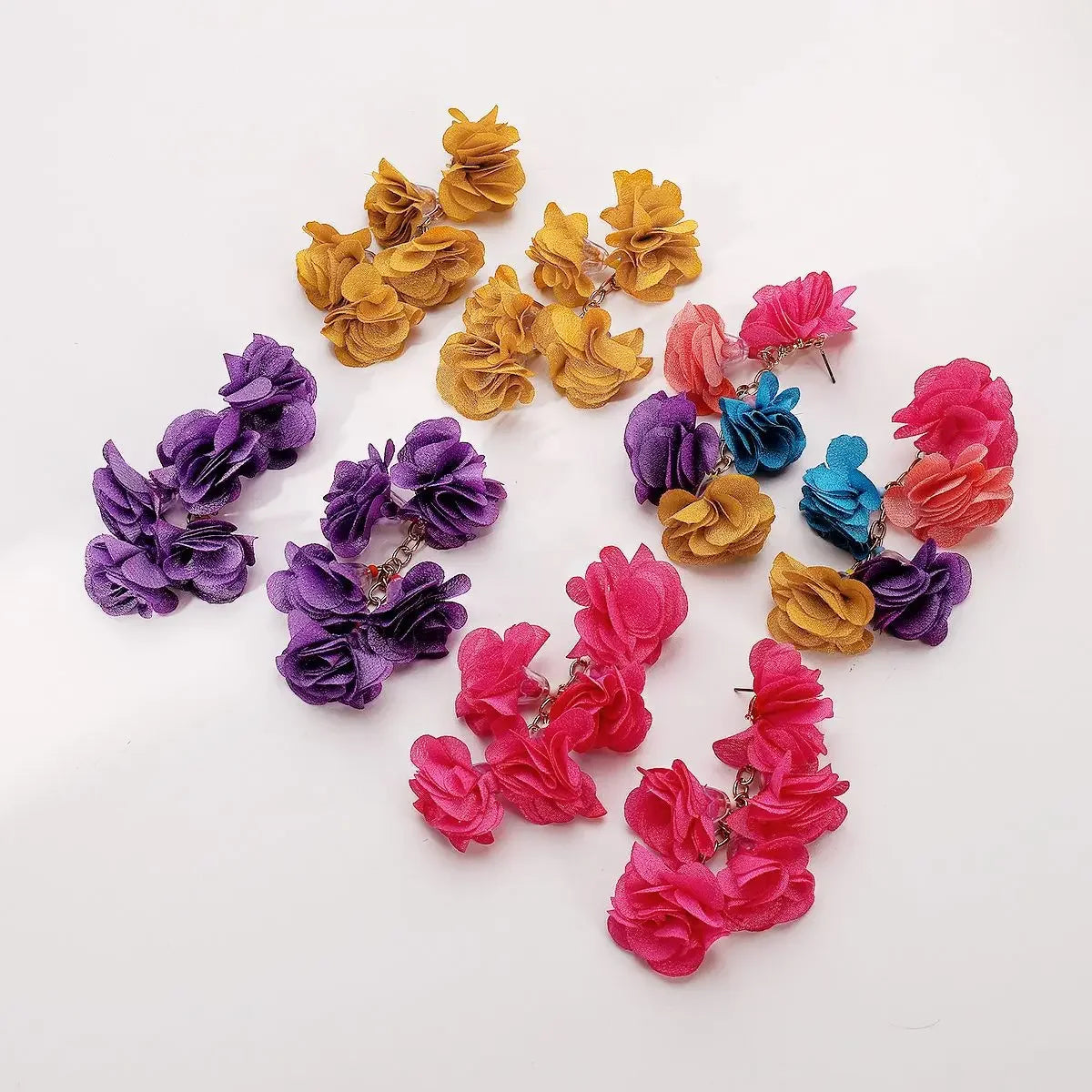 Colorful Flower Tassel Earrings Bohemian Holiday Style Earrings