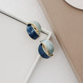 French color block blue stud earrings for women retro earrings