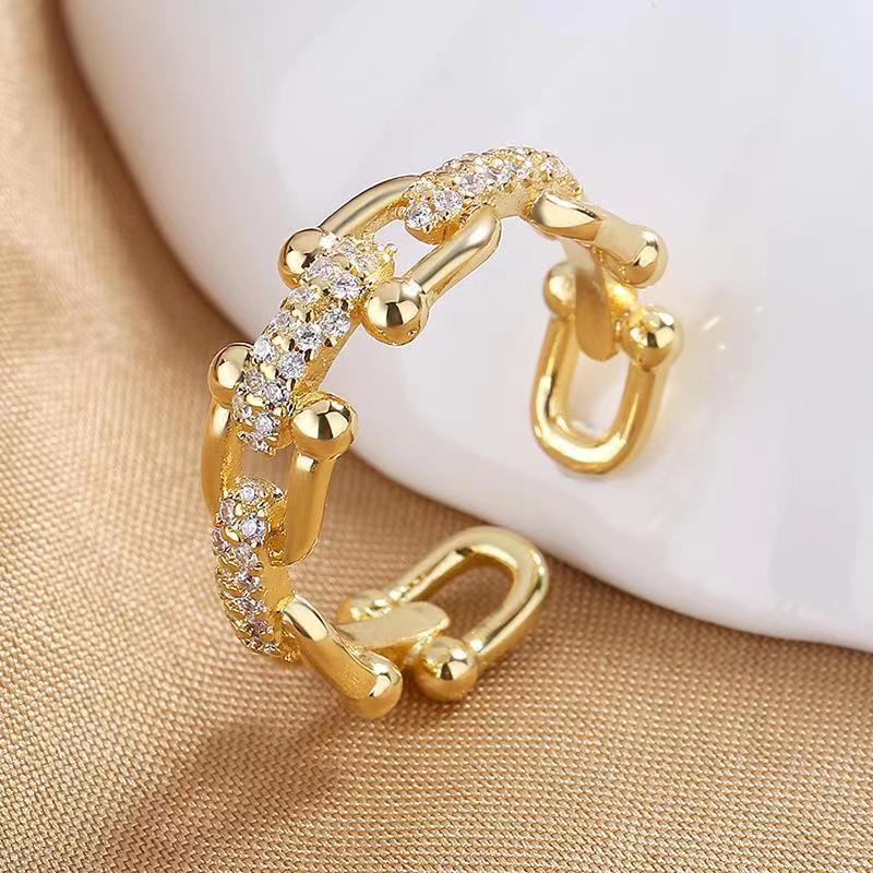 Micro inlaid zircon chain splicing ring