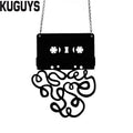 Black Tape Pendant Necklaces for Women Fashion Jewelry Link Chain Trendy Originality Necklace Gift Woman Accessories