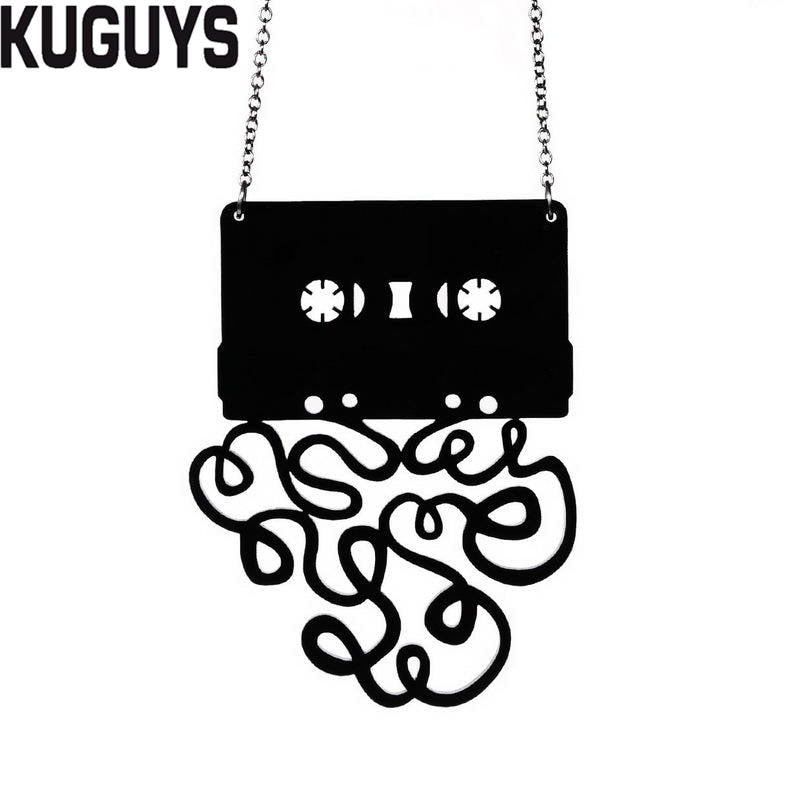 Black Tape Pendant Necklaces for Women Fashion Jewelry Link Chain Trendy Originality Necklace Gift Woman Accessories