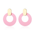 New net red earrings contrast color earrings pink geometric circle earrings fashion personality earrings