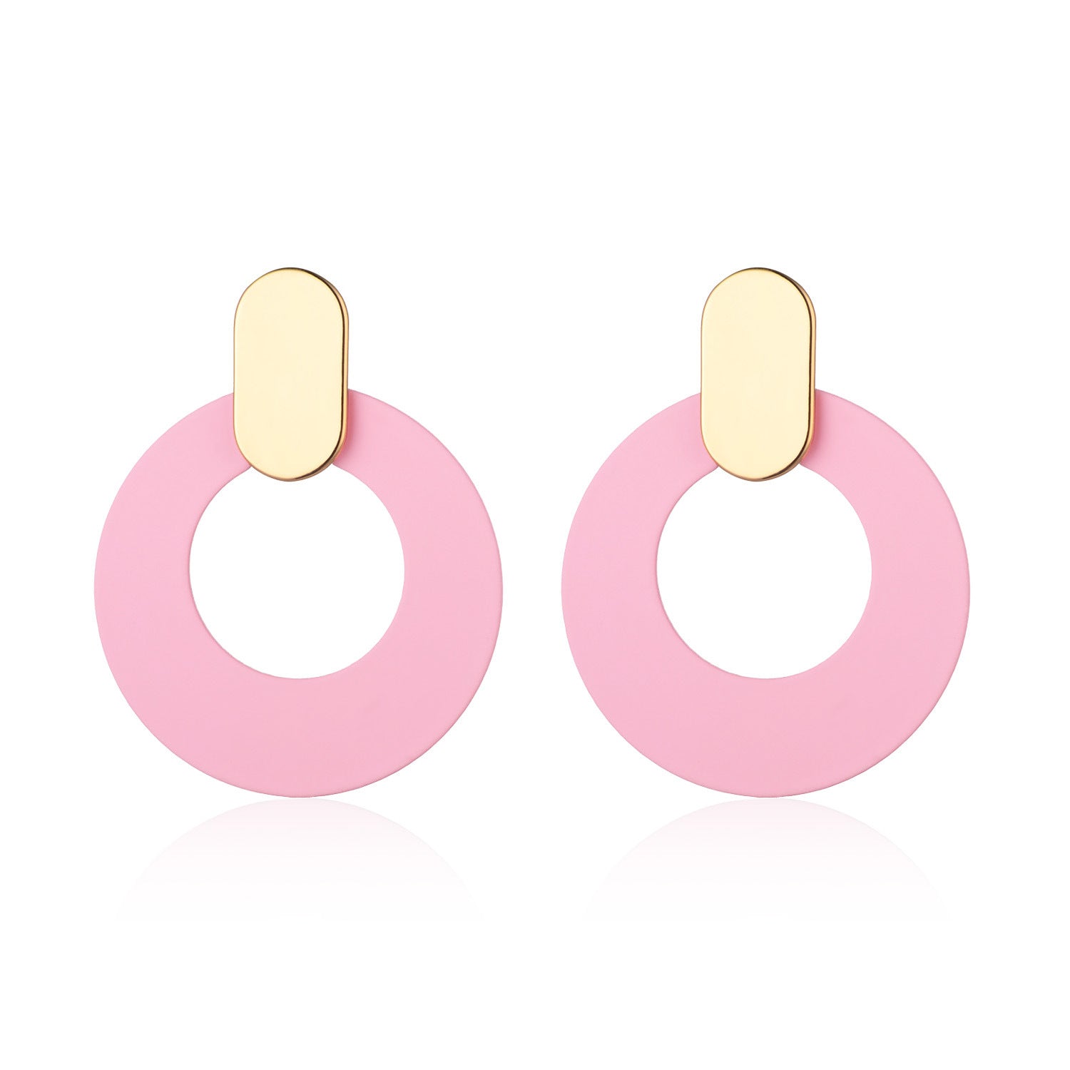 New net red earrings contrast color earrings pink geometric circle earrings fashion personality earrings