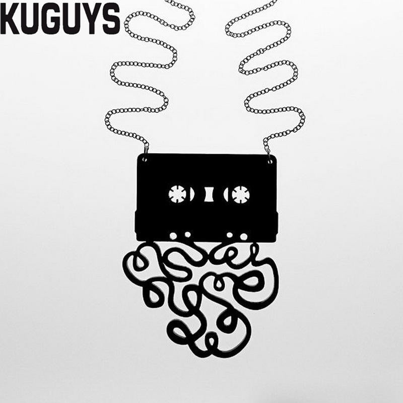 Black Tape Pendant Necklaces for Women Fashion Jewelry Link Chain Trendy Originality Necklace Gift Woman Accessories