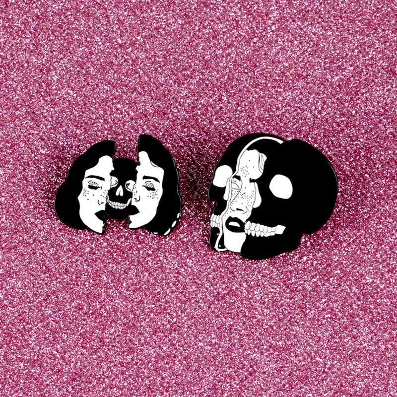 Divided Faces Enamel Pin Organ Brain Heart Brooches Backpack Clothes Lapel Pin Halloween Badge Punk Jewelry Gift for Friends