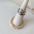 Vintage Smiling Face Finger Rings for Women Girl Punk Hip Hop Opening Adjustable Ring Weaving Rings Statement Jewelry Gift